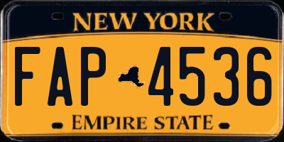 NY license plate FAP4536