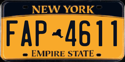 NY license plate FAP4611