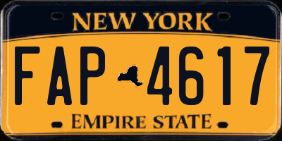 NY license plate FAP4617
