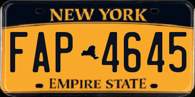 NY license plate FAP4645