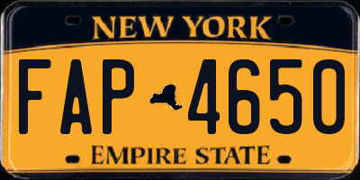NY license plate FAP4650