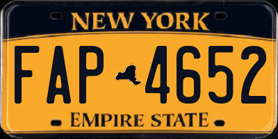 NY license plate FAP4652