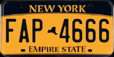 NY license plate FAP4666