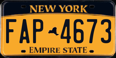 NY license plate FAP4673
