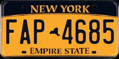 NY license plate FAP4685