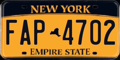 NY license plate FAP4702