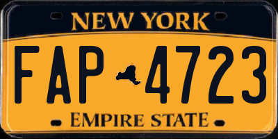 NY license plate FAP4723