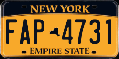 NY license plate FAP4731