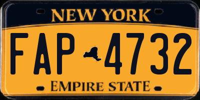 NY license plate FAP4732