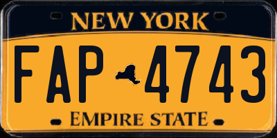 NY license plate FAP4743