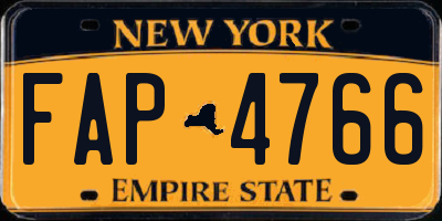 NY license plate FAP4766