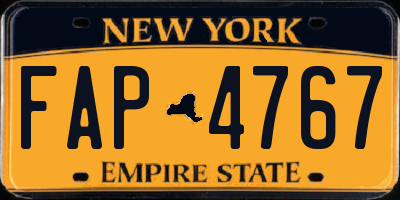 NY license plate FAP4767