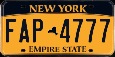 NY license plate FAP4777
