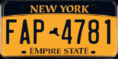 NY license plate FAP4781