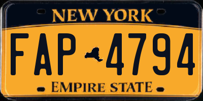 NY license plate FAP4794