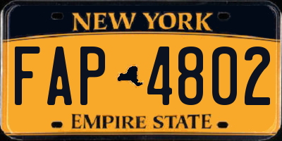 NY license plate FAP4802