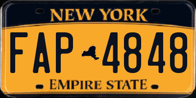 NY license plate FAP4848