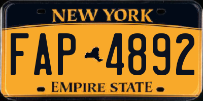 NY license plate FAP4892