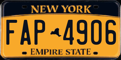 NY license plate FAP4906