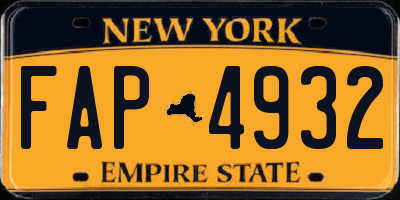 NY license plate FAP4932