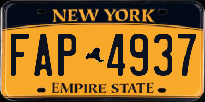 NY license plate FAP4937