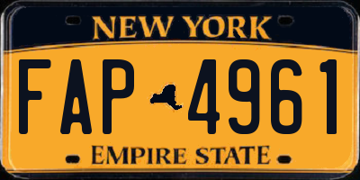 NY license plate FAP4961