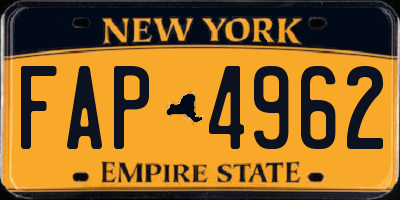 NY license plate FAP4962