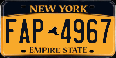 NY license plate FAP4967