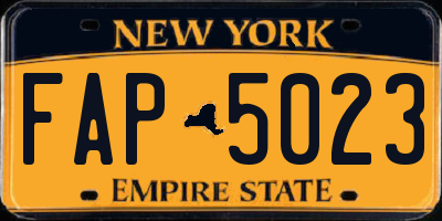 NY license plate FAP5023