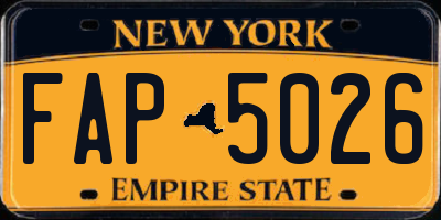 NY license plate FAP5026