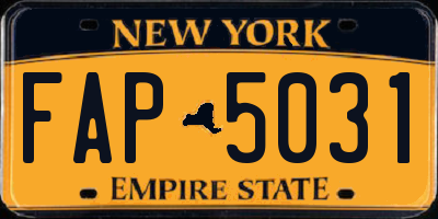 NY license plate FAP5031