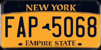 NY license plate FAP5068