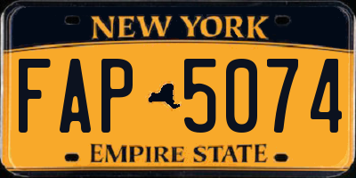 NY license plate FAP5074