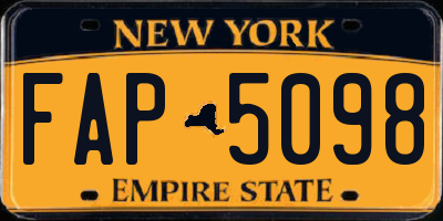 NY license plate FAP5098