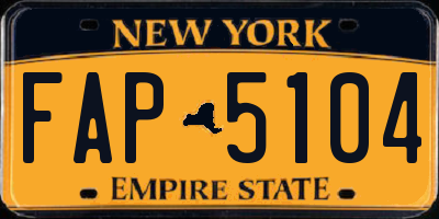 NY license plate FAP5104