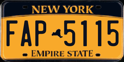 NY license plate FAP5115