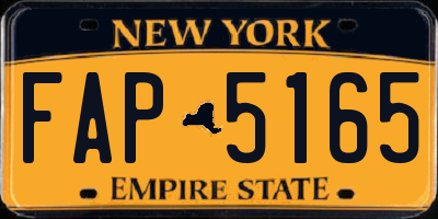 NY license plate FAP5165