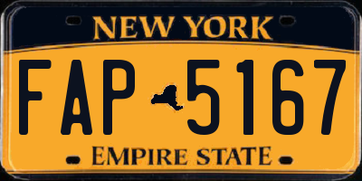 NY license plate FAP5167