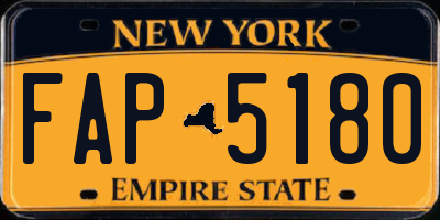 NY license plate FAP5180