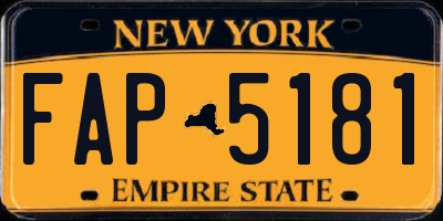 NY license plate FAP5181