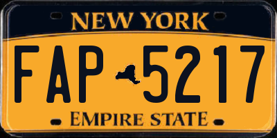 NY license plate FAP5217