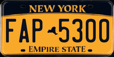 NY license plate FAP5300