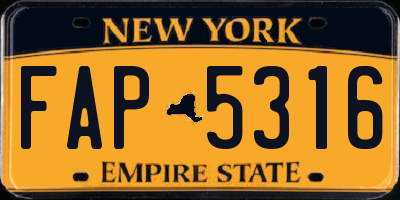 NY license plate FAP5316