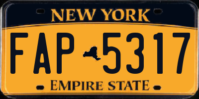 NY license plate FAP5317
