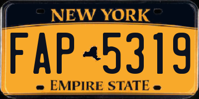 NY license plate FAP5319