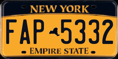 NY license plate FAP5332