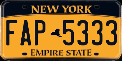 NY license plate FAP5333
