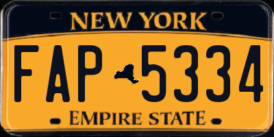 NY license plate FAP5334