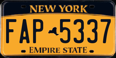 NY license plate FAP5337