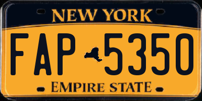 NY license plate FAP5350